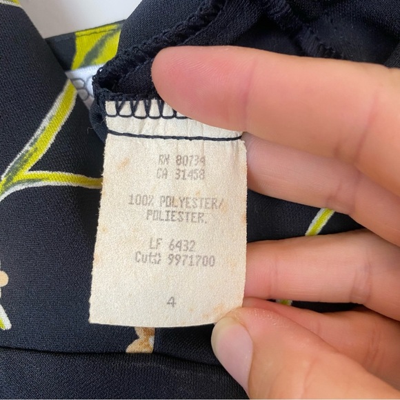 Vintage 90s BCBG Maxazria Black Floral Sweetheart Neckline Dress size 4 - Picture 6 of 7